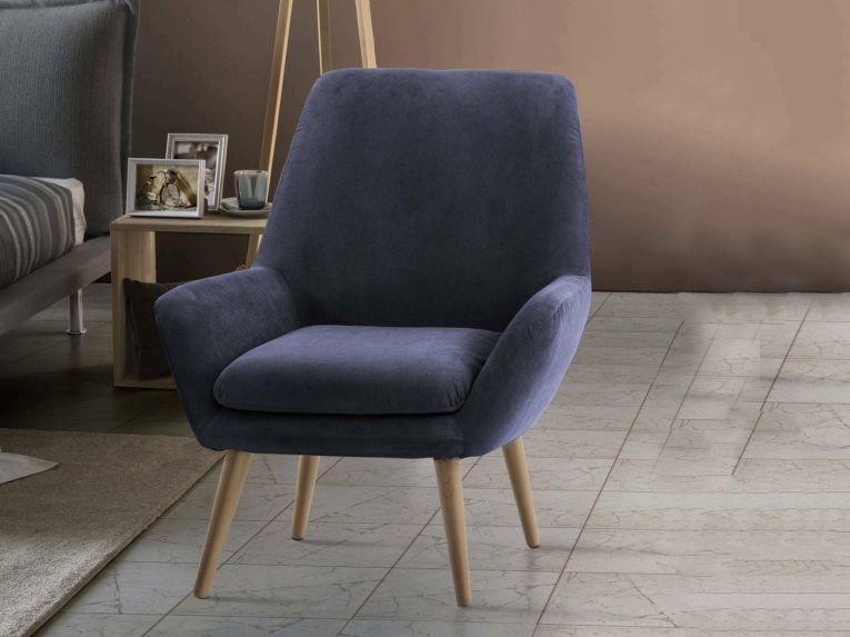 Poltrona in poliestere con braccioli blu - Anido