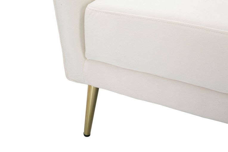 Poltrona in poliestere con braccioli crema e oro - Foster