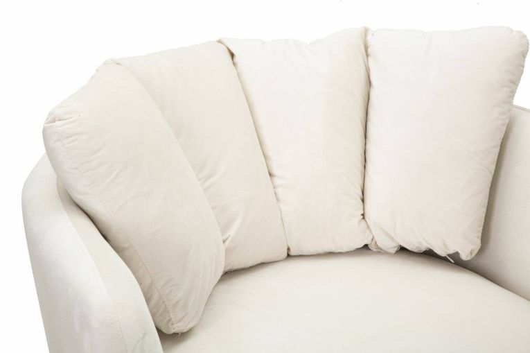 Poltrona in poliestere con braccioli crema e oro - Foster