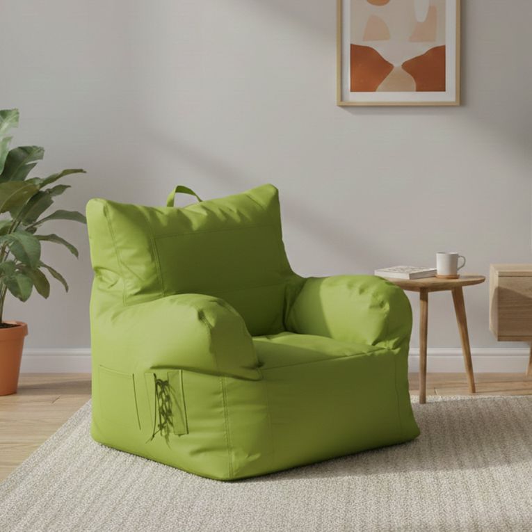 Poltrona in poliestere con braccioli verde - Ossidiana