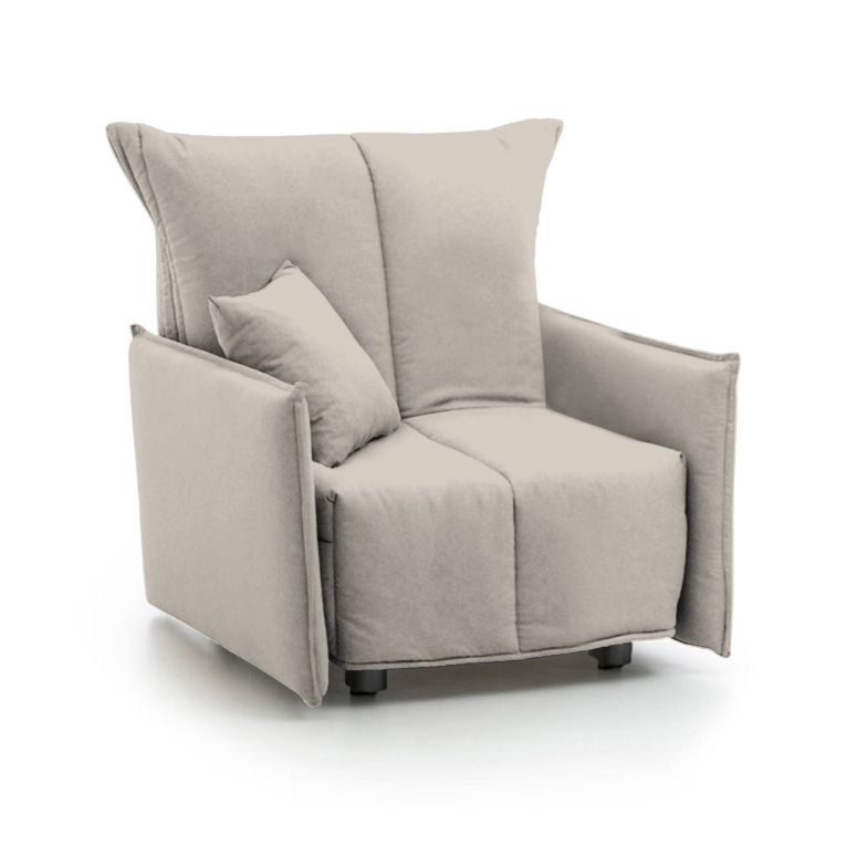 Poltrona in poliestere sfoderabile con braccioli beige - Atlantis