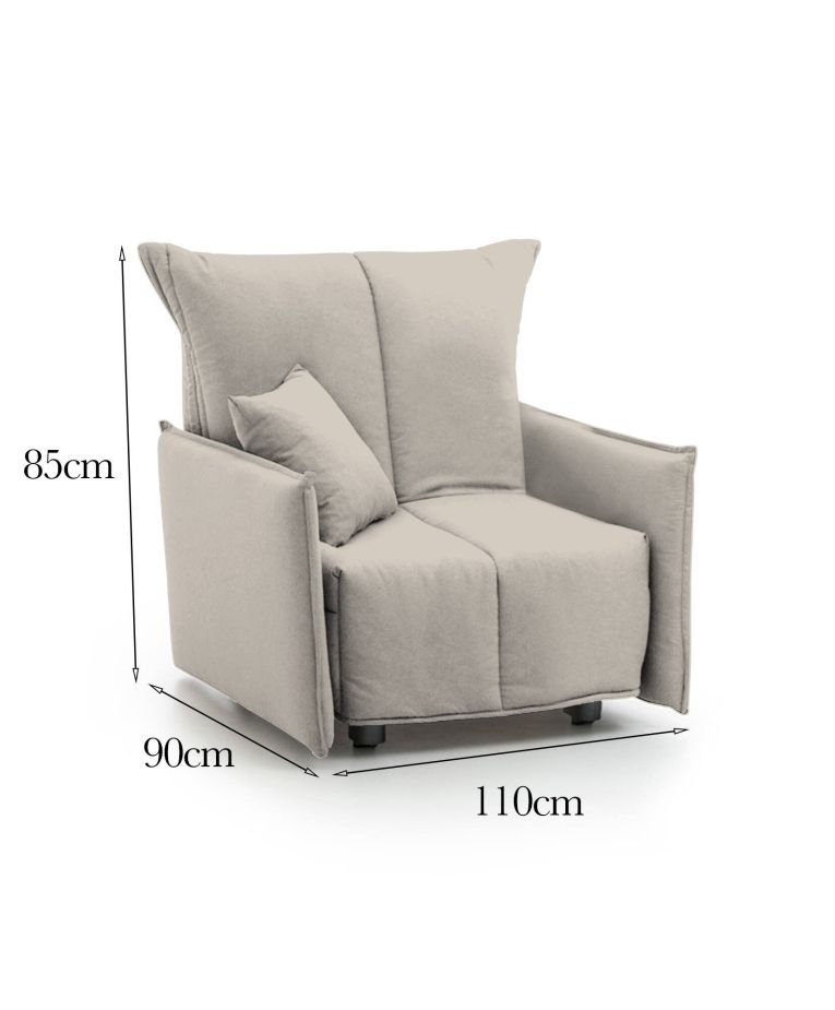 Poltrona in poliestere sfoderabile con braccioli beige - Atlantis