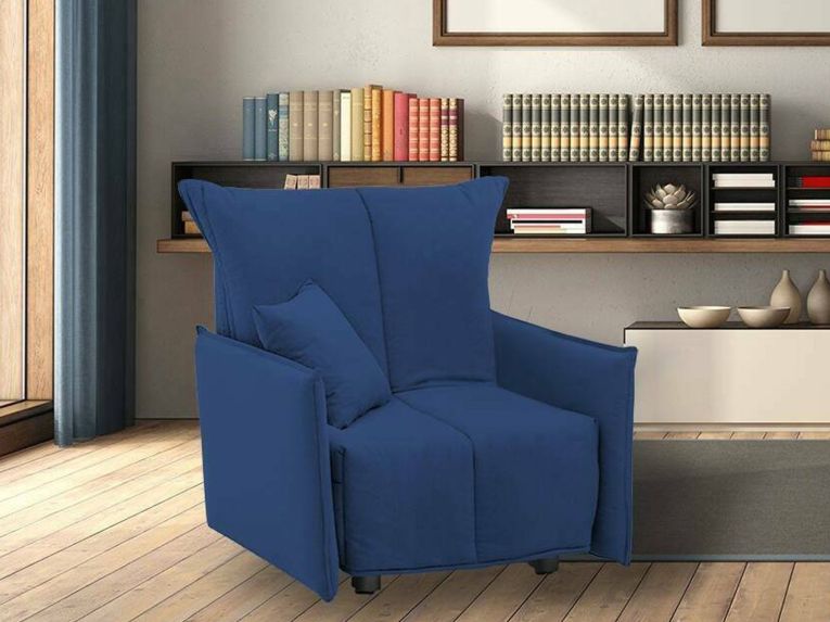Poltrona in poliestere sfoderabile con braccioli blu - Atlantis