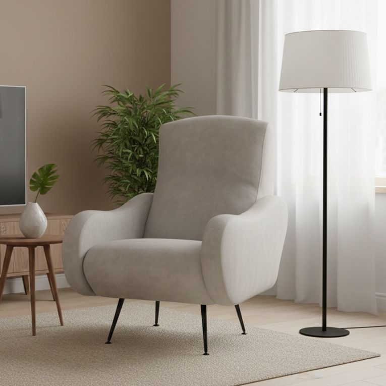 Poltrona in tessuto con braccioli beige - Dromondin