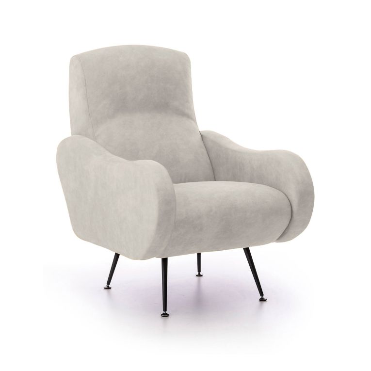 Poltrona in tessuto con braccioli beige - Dromondin