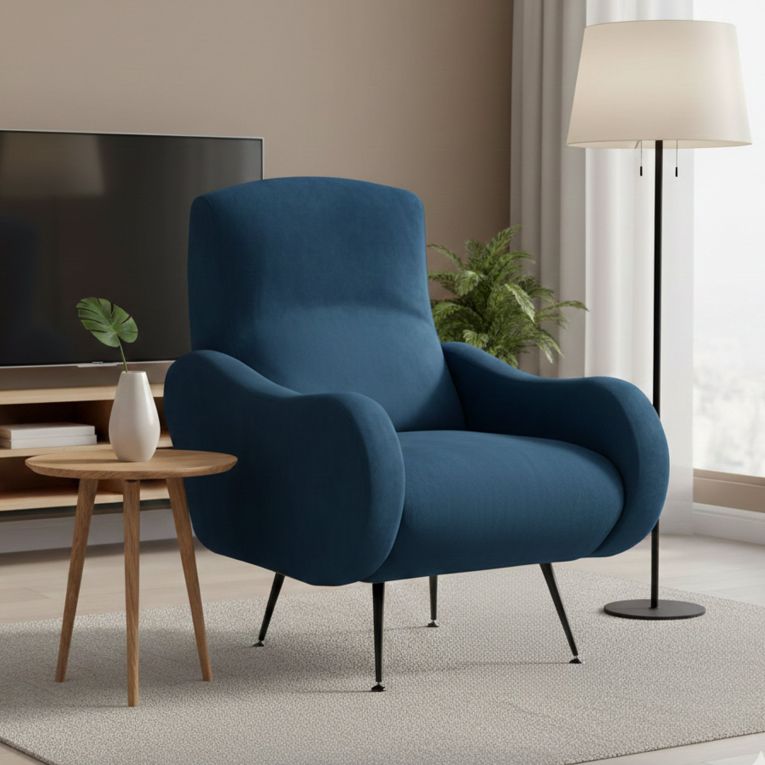 Poltrona in tessuto con braccioli blu - Dromondin