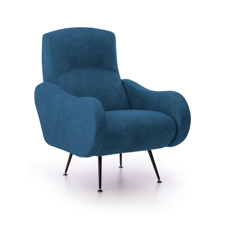 Poltrona in tessuto con braccioli blu - Dromondin