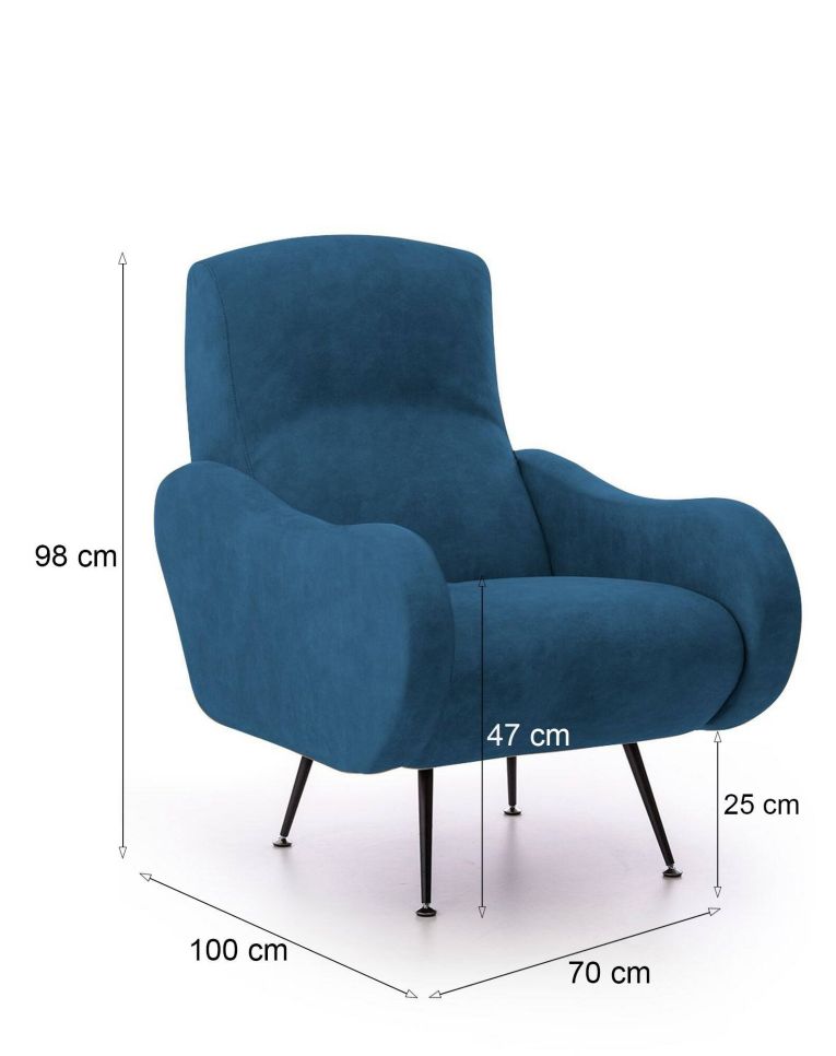 Poltrona in tessuto con braccioli blu - Dromondin