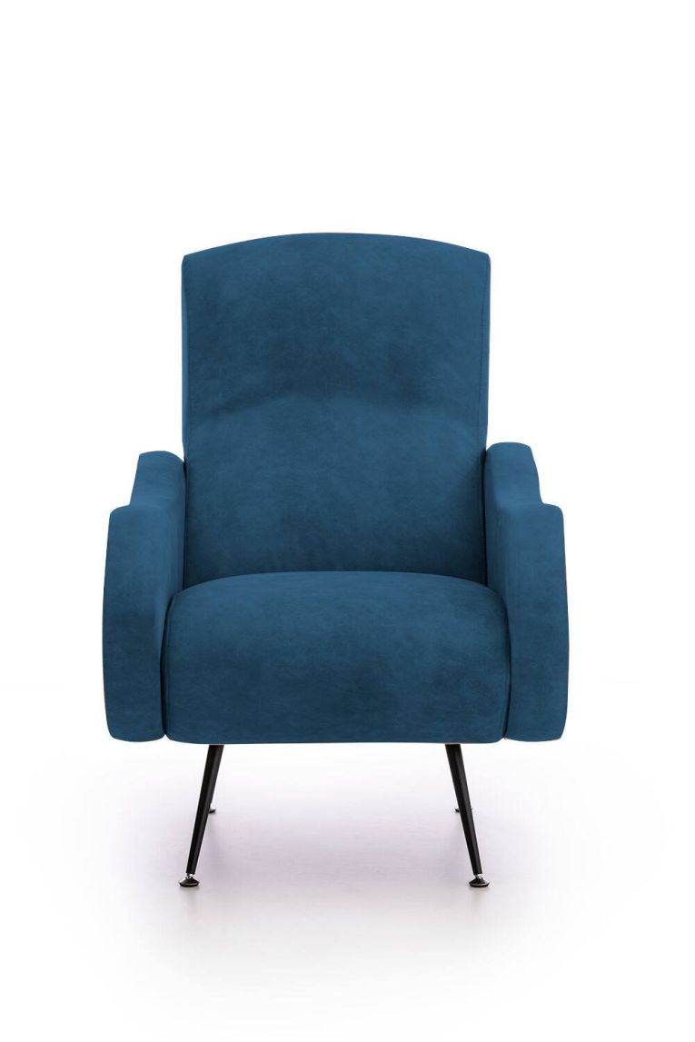 Poltrona in tessuto con braccioli blu - Dromondin