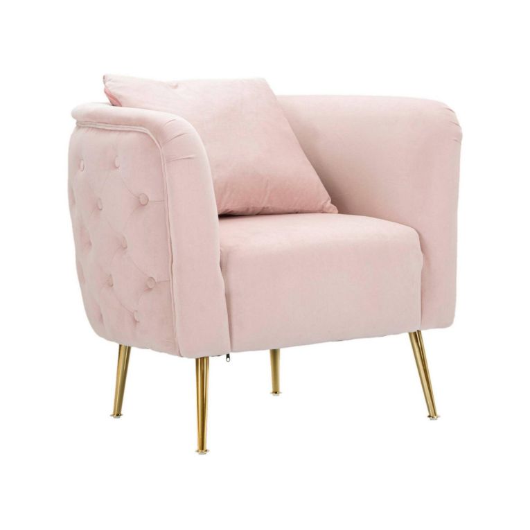 Poltrona in tessuto con braccioli rosa - Prampolini
