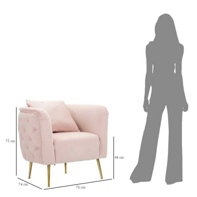 Poltrona in tessuto con braccioli rosa - Prampolini