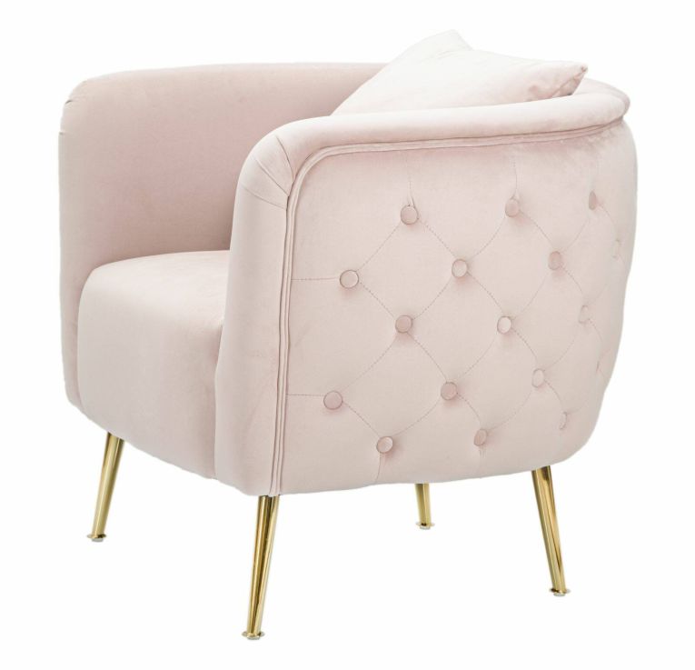 Poltrona in tessuto con braccioli rosa - Prampolini