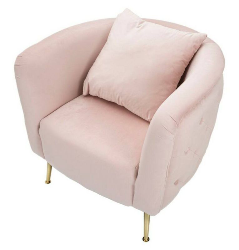 Poltrona in tessuto con braccioli rosa - Prampolini
