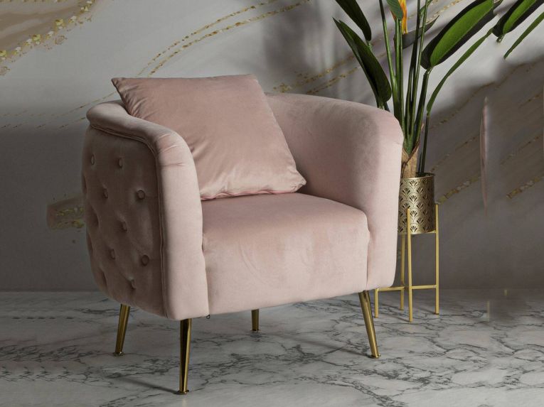 Poltrona in tessuto con braccioli rosa - Prampolini