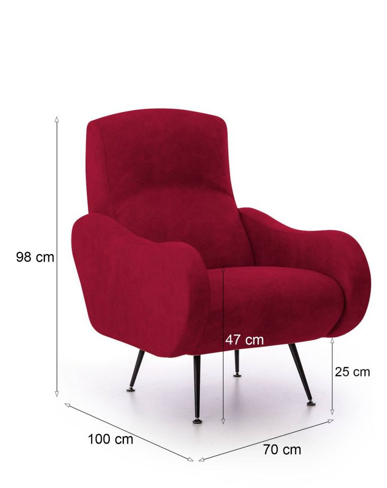 Poltrona in tessuto con braccioli rossa - Dromondin