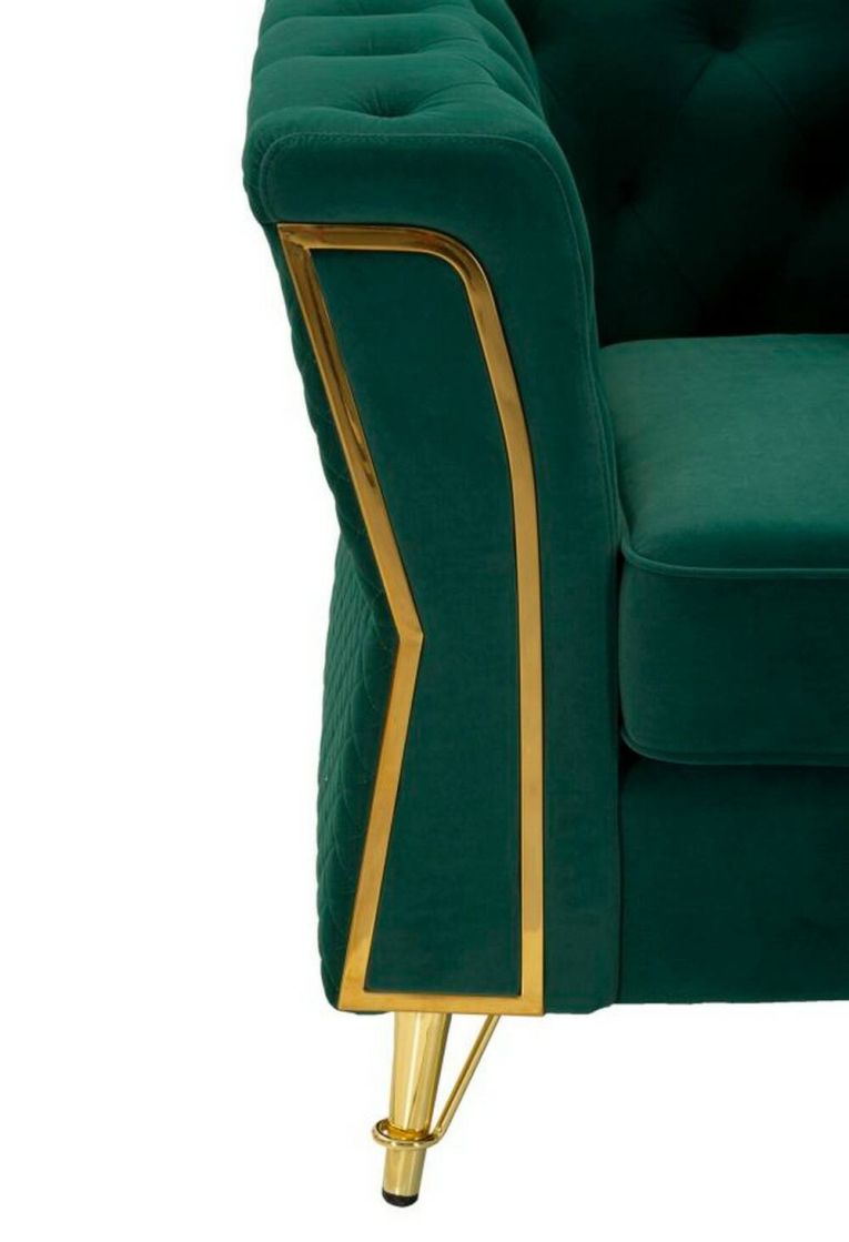 Poltrona in tessuto con braccioli verde e oro - Gabbiano