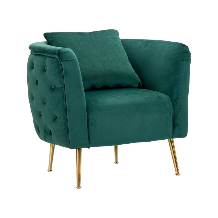 Poltrona in tessuto con braccioli verde - Prampolini