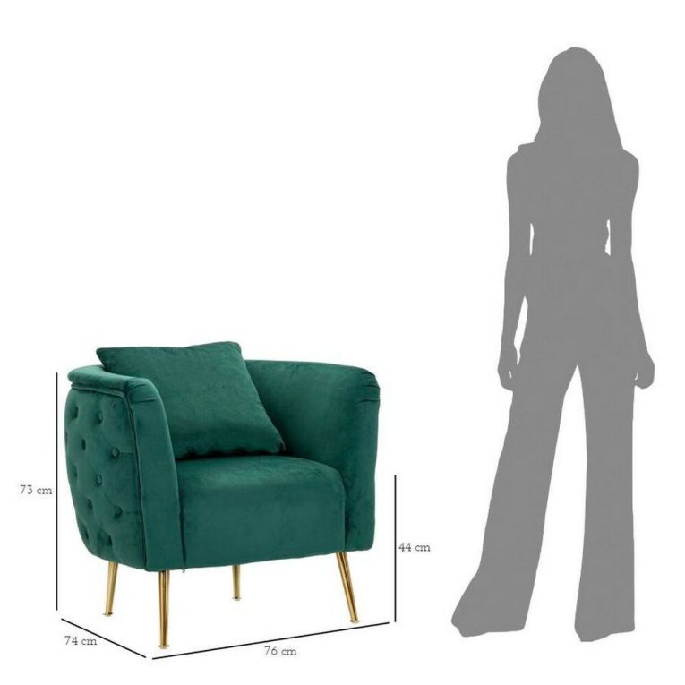 Poltrona in tessuto con braccioli verde - Prampolini