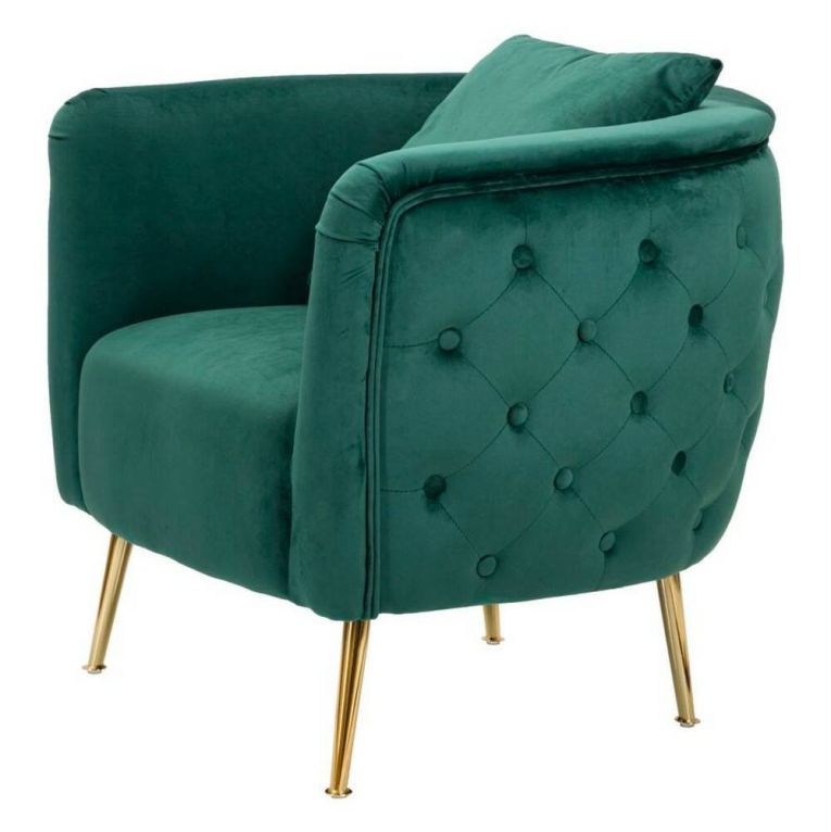 Poltrona in tessuto con braccioli verde - Prampolini