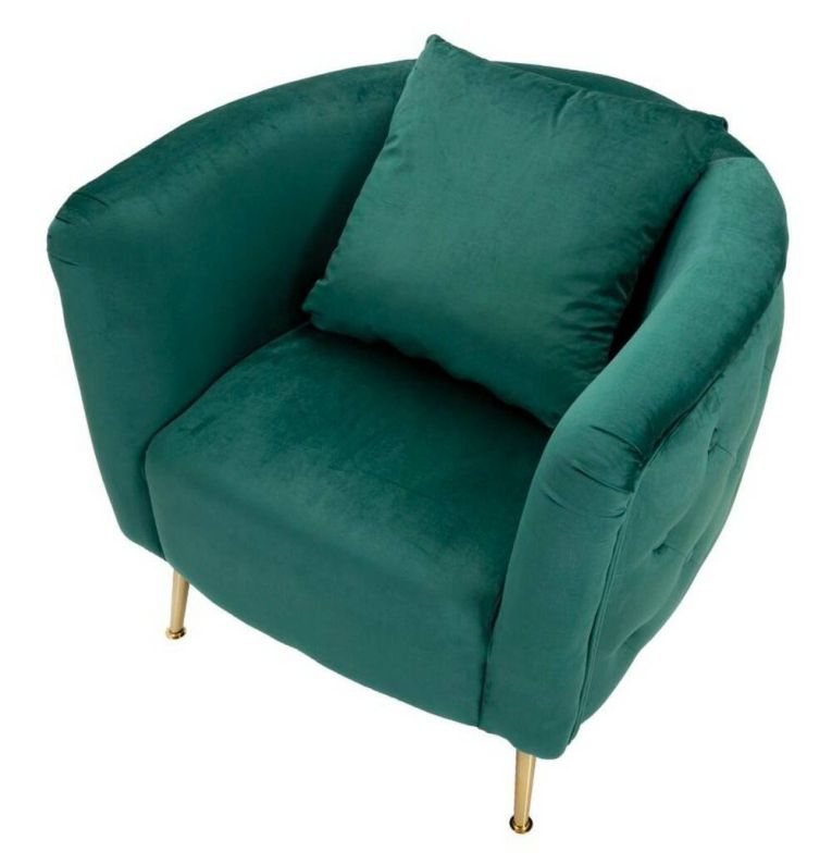 Poltrona in tessuto con braccioli verde - Prampolini