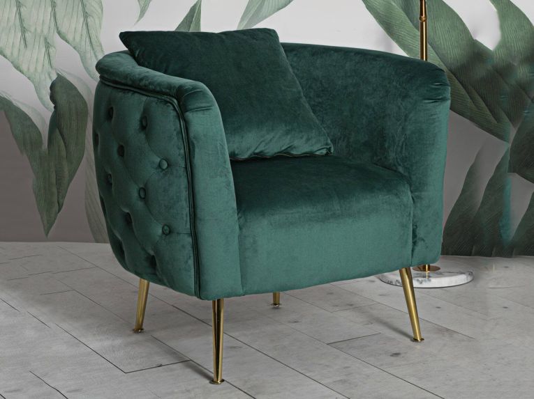 Poltrona in tessuto con braccioli verde - Prampolini