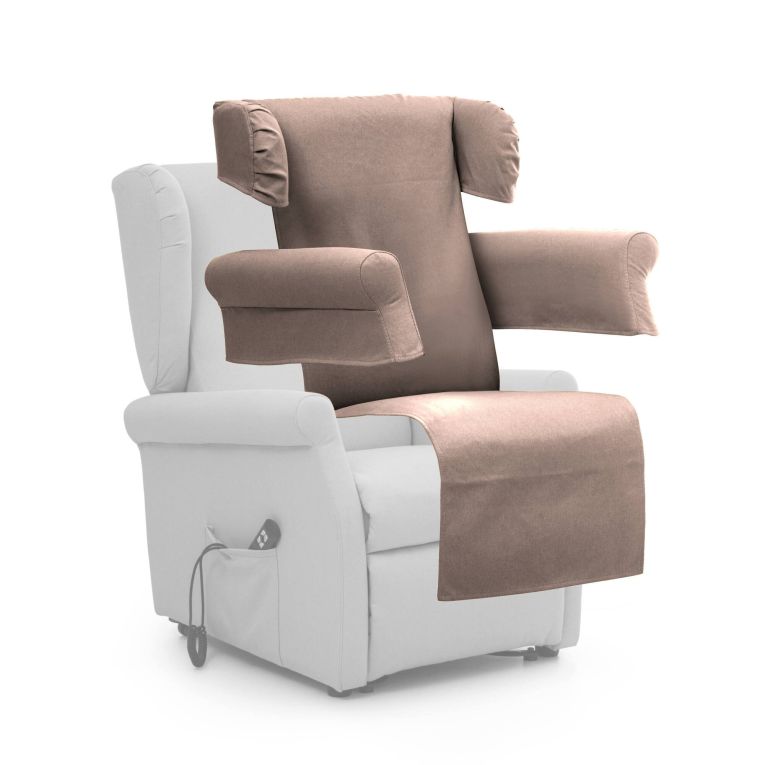 Poltrona in tessuto sfoderabile con braccioli beige - Dromanzin