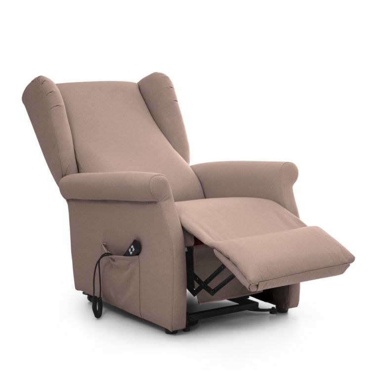 Poltrona in tessuto sfoderabile con braccioli beige - Dromanzin