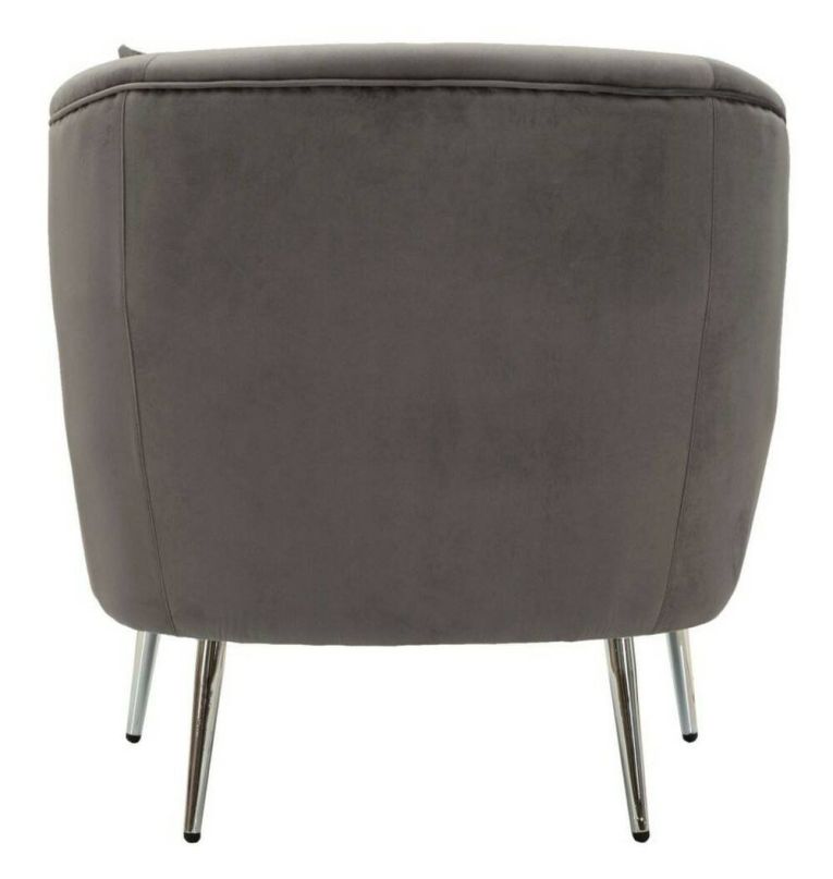 Poltrona Madeira, Seduta imbottita, Divano singolo da salotto, Sedia con braccioli, 73x66 h78 cm, Grigio e Argento