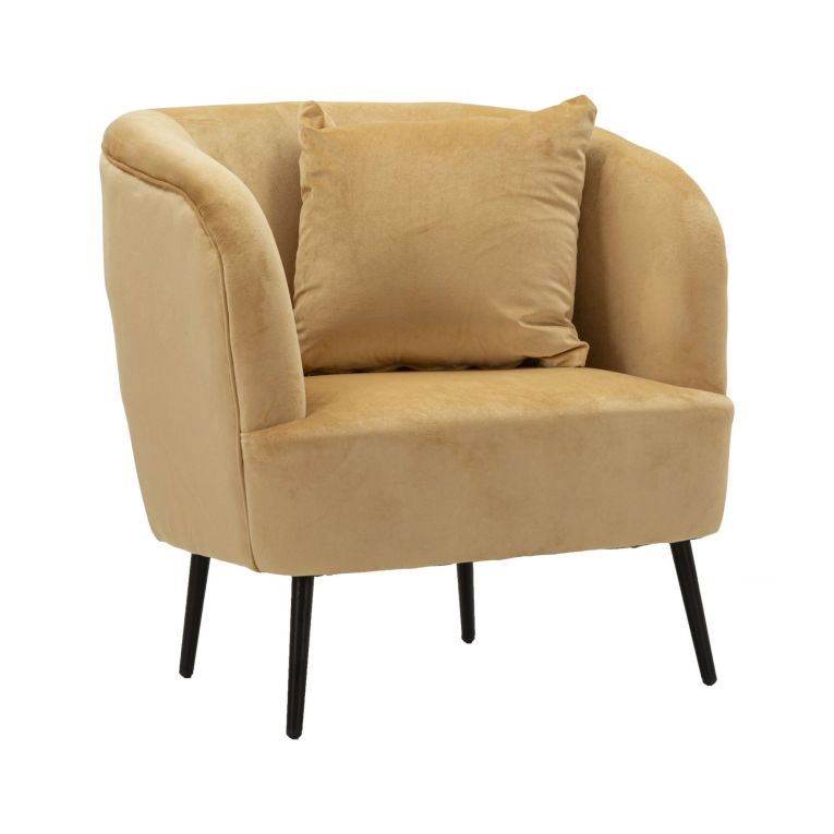 Poltrona Madeira, Seduta imbottita, Divano singolo da salotto, Sedia con braccioli, 73x66 h78 cm, Marrone e Nero