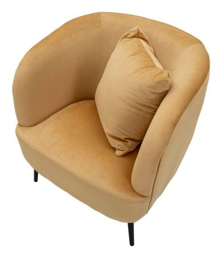 Poltrona Madeira, Seduta imbottita, Divano singolo da salotto, Sedia con braccioli, 73x66 h78 cm, Marrone e Nero