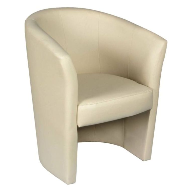 Poltrona moderna in ecopelle con braccioli beige - Ago
