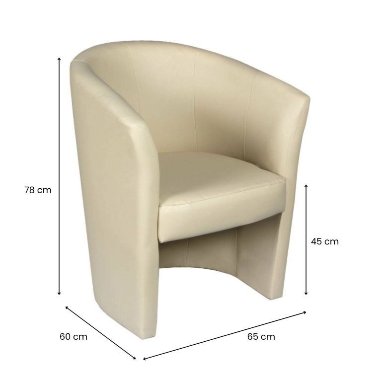 Poltrona moderna in ecopelle con braccioli beige - Ago