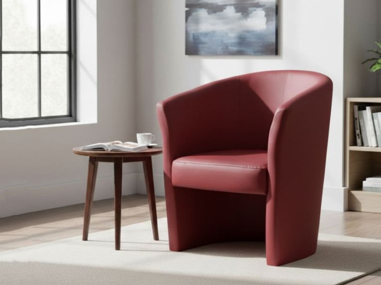 Poltrona moderna in ecopelle con braccioli rossa - Ago