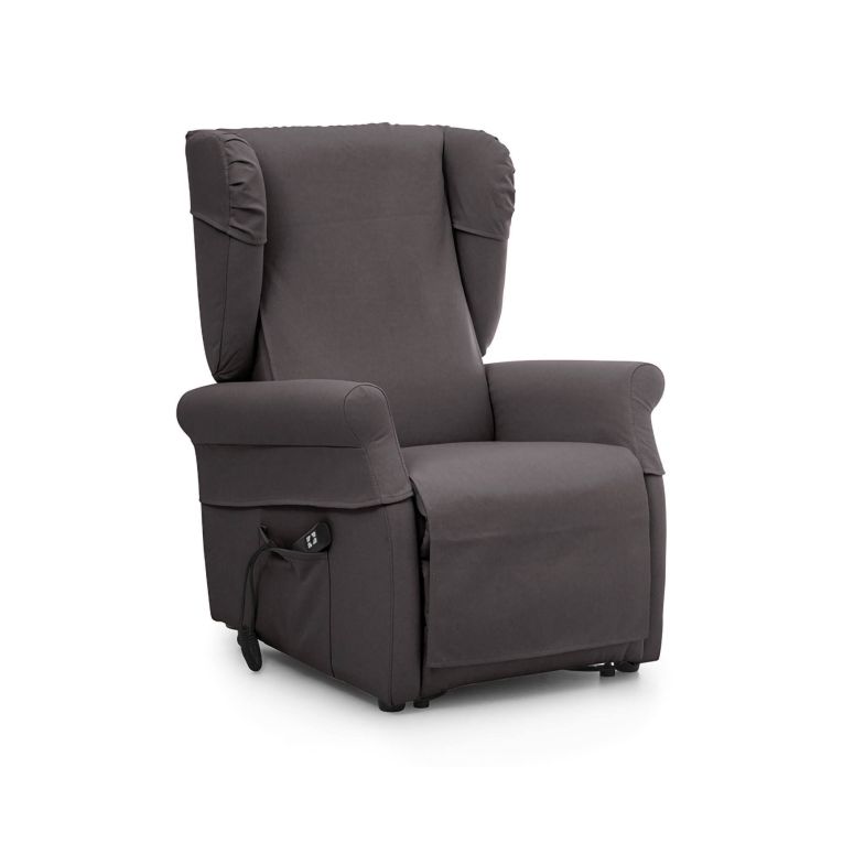 Poltrona Nero Antracite Sfoderabile Reclinabile 75x84x107h cm, Braccioli Made in Italy - Treia