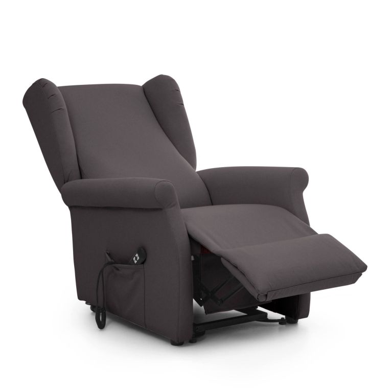 Poltrona Nero Antracite Sfoderabile Reclinabile 75x84x107h cm, Braccioli Made in Italy - Treia