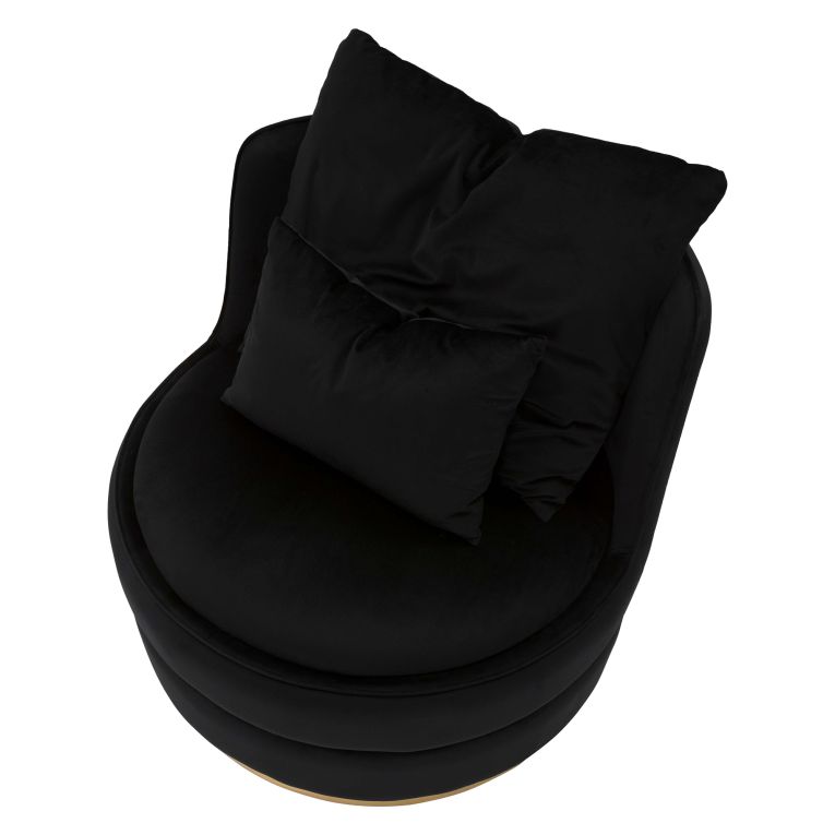 Poltrona Nero oro con Cuscini Materiale Struttura in Legno Nobilitato 84x84x72h cm, Materiale Struttura in Tessuto - Palang