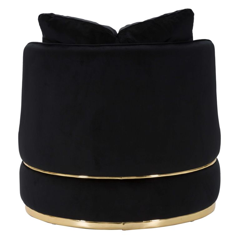 Poltrona Nero oro con Cuscini Materiale Struttura in Legno Nobilitato 84x84x72h cm, Materiale Struttura in Tessuto - Palang