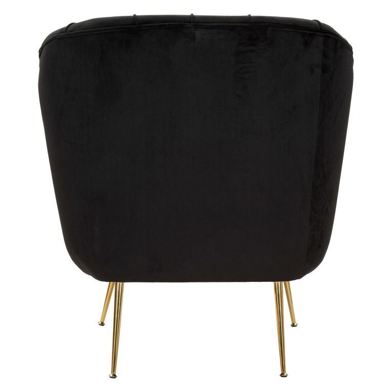 Poltrona Nero oro con Cuscino Braccioli 88x83x91h cm, Colore Struttura oro - Turtuk