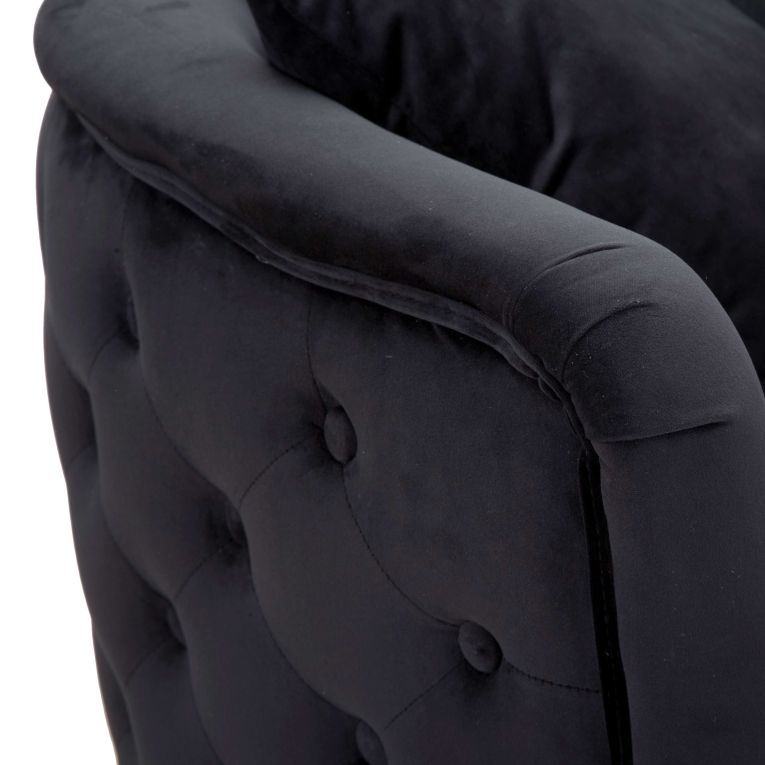 Poltrona Nero oro Rivestimento in Velluto Braccioli 76x74x71h cm, Materiale Struttura in Metallo - StIves
