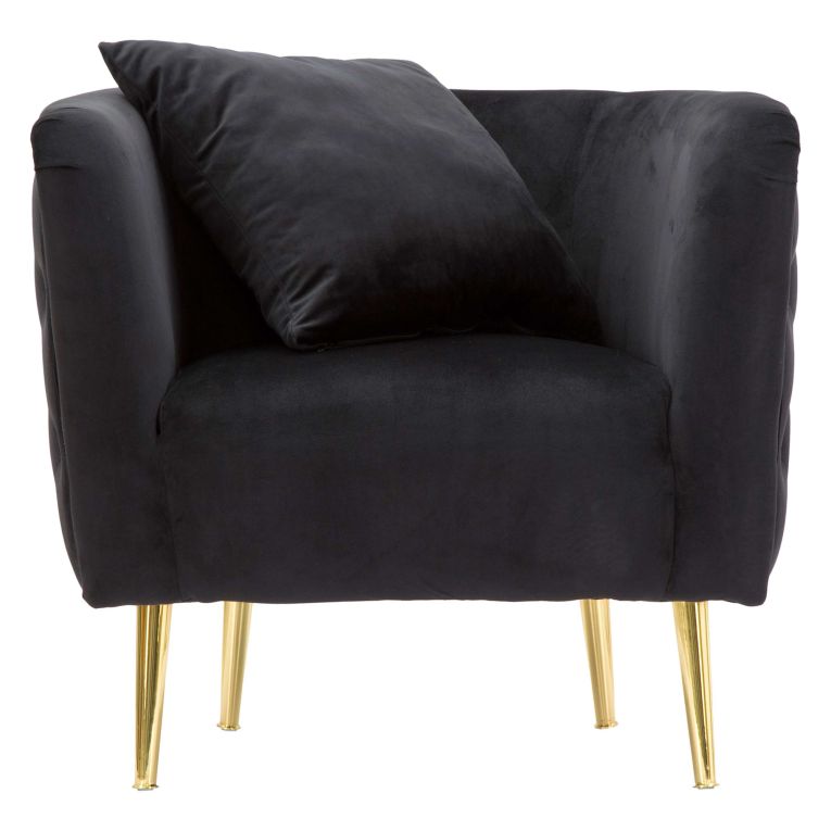 Poltrona Nero oro Rivestimento in Velluto Braccioli 76x74x71h cm, Materiale Struttura in Metallo - StIves