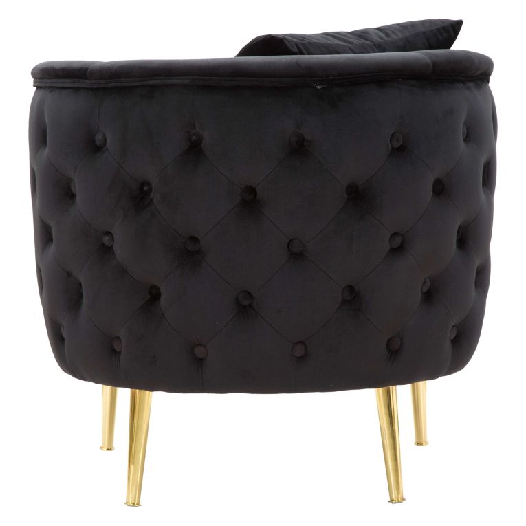 Poltrona Nero oro Rivestimento in Velluto Braccioli 76x74x71h cm, Materiale Struttura in Metallo - StIves