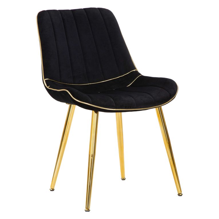 Poltrona Nero oro set da 2 Materiale Struttura in Metallo 51x59x79h cm, Materiale Struttura in Tessuto - Ribe