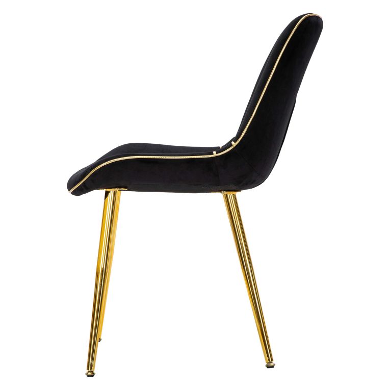 Poltrona Nero oro set da 2 Materiale Struttura in Metallo 51x59x79h cm, Materiale Struttura in Tessuto - Ribe