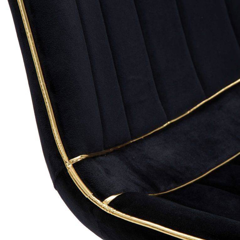 Poltrona Nero oro set da 2 Materiale Struttura in Metallo 51x59x79h cm, Materiale Struttura in Tessuto - Ribe