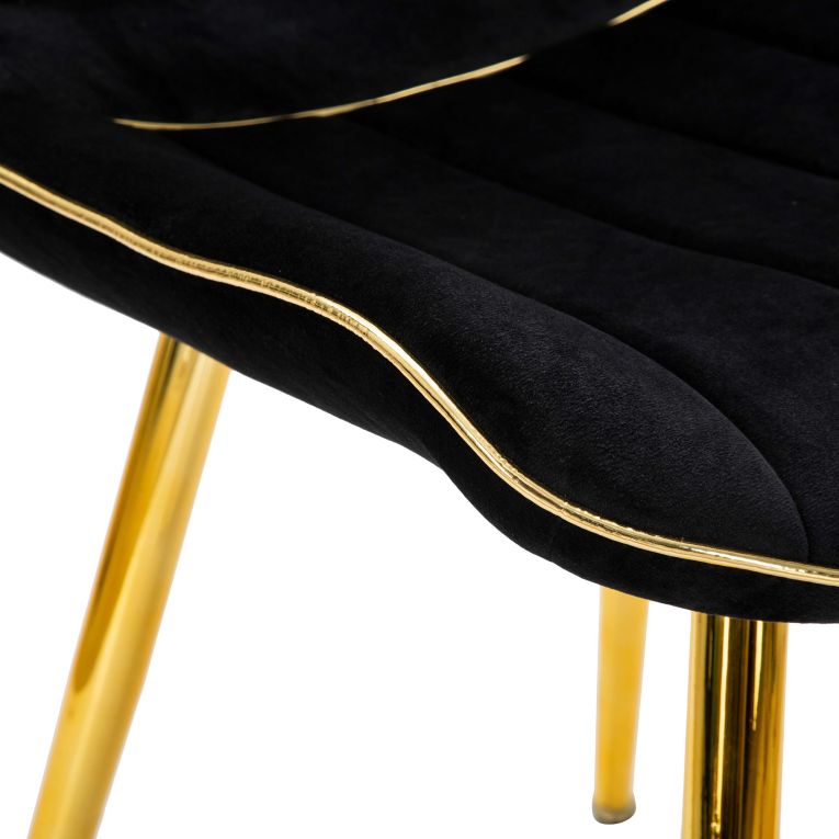 Poltrona Nero oro set da 2 Materiale Struttura in Metallo 51x59x79h cm, Materiale Struttura in Tessuto - Ribe