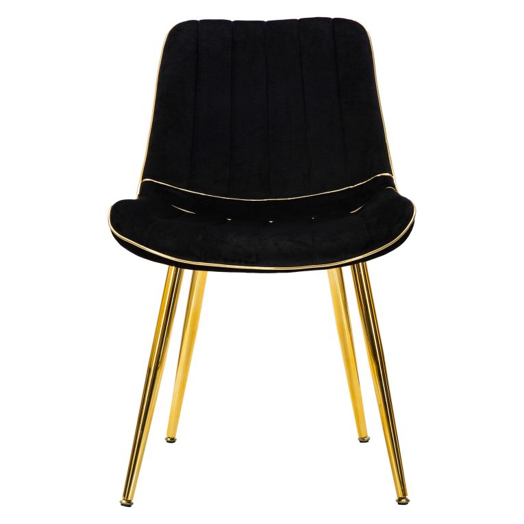 Poltrona Nero oro set da 2 Materiale Struttura in Metallo 51x59x79h cm, Materiale Struttura in Tessuto - Ribe
