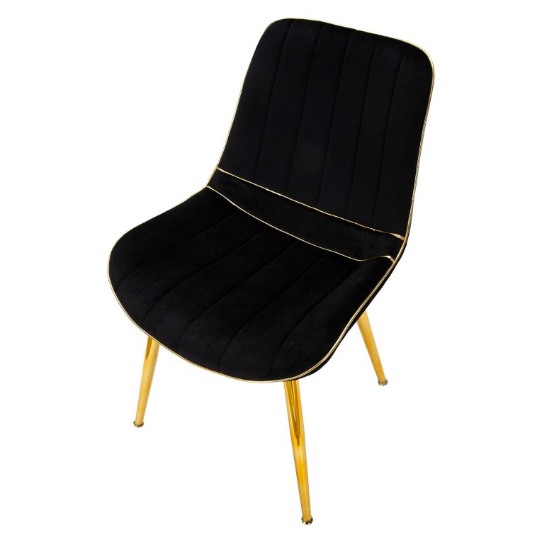 Poltrona Nero oro set da 2 Materiale Struttura in Metallo 51x59x79h cm, Materiale Struttura in Tessuto - Ribe