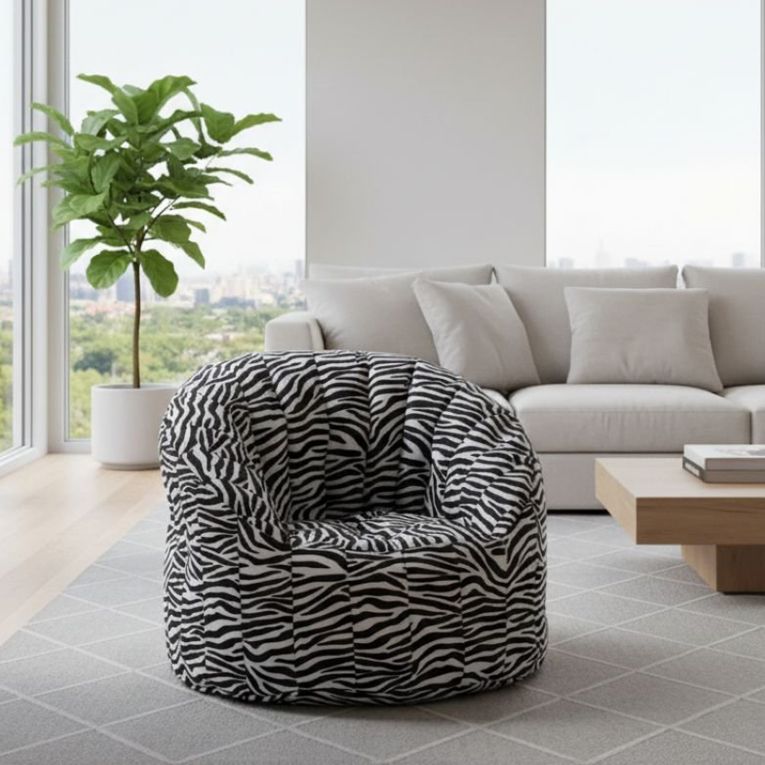 Poltrona pouf in tessuto zebrata - Zante