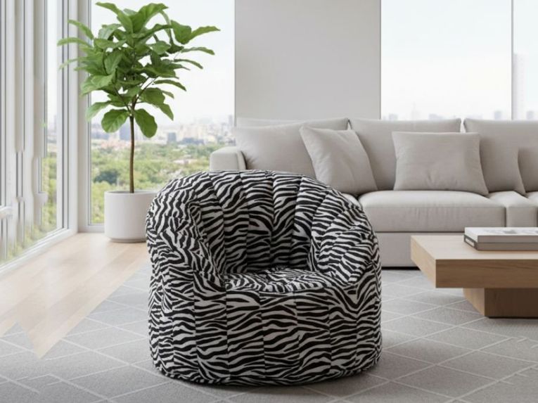 Poltrona pouf in tessuto zebrata - Zante