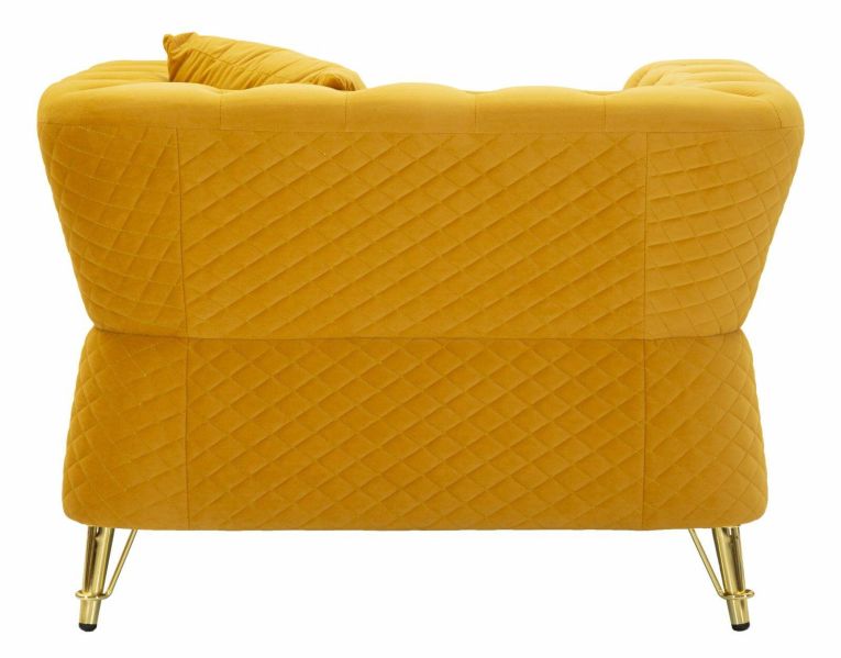 Poltrona Putumayo, Seduta imbottita, Divano singolo da salotto, Sedia con braccioli, 104x83 h76 cm, Ocra e Oro